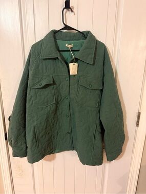 Boutique Quilted Green Ying Yang Shacket